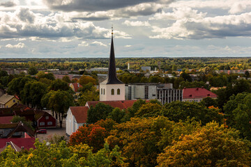 Panorama of the Church in Paide, central Estonia. The ancient Catholic Church and the heritage of the Middle Ages