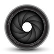 © kolonko - Camera shutter photography icon aperture. Focus vector black lens zoom digital design