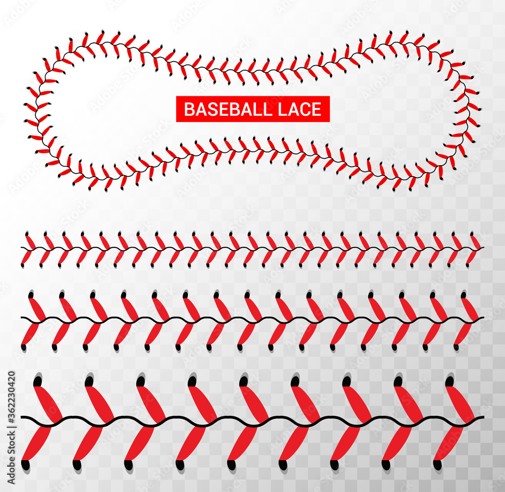 Baseball red lace seam thread. Base ball vector illustration lace ...