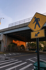 Canvas Print - Pedestrian sign on the road
