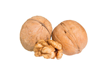 Wall Mural - Walnuts isolated on white background.