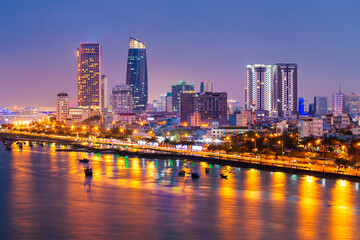 Canvas Print - Danang city skyline aerial view