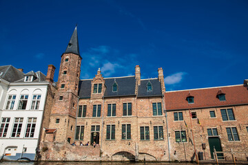 Traditional architecture of the historical Bruges town in Belgium