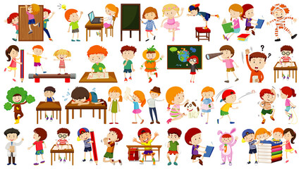 Canvas Print - Set of cute kids cartoon character