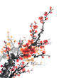 © xiaoliangge - Chinese painting of flowers, plum blossom on white background.