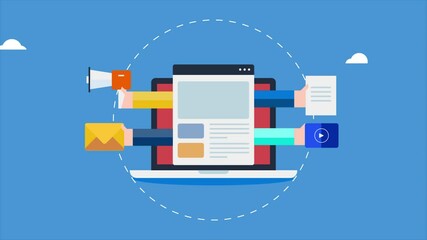Wall Mural - content delivery network, cdn, digital content creation, distribution and publication for online aud