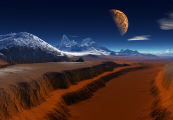 Wall Mural - 3d rendered fantasy alien landscape - 3d illustration