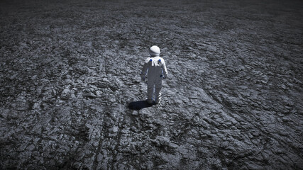 Canvas Print - Astronaut on the moon stay idle. 3d render.