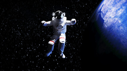 Wall Mural - astronaut levitation in space. realistic 3d rendering.