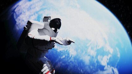 Wall Mural - astronaut levitation in space. realistic 3d rendering.