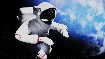 Wall Mural - astronaut levitation in space. realistic 3d rendering.