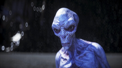 Wall Mural - alien on the moon. ufo concept. 3d rendering.