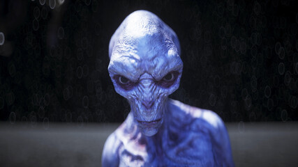 Wall Mural - alien on the moon. ufo concept. 3d rendering.