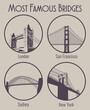 © koyash07 - Most Famous Bridges, Brooklyn Bridge, Tower Bridge, Harbour Bridge, Golden Gate Logos, Emblems, Labels