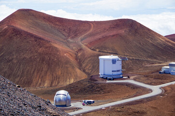 Mauna Kea Observatories. 4,200 meter high summit of Mauna Kea, the world's largest observatory for optical, infrared, and submillimeter astronomy. Big Island of Hawaii