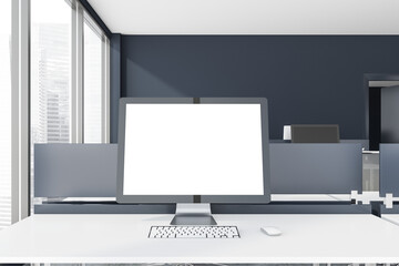 Wall Mural - Mock up computer screen in grey office