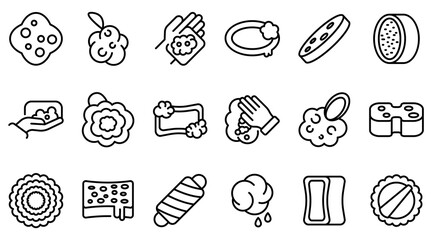 Wall Mural - Washcloth icons set. Outline set of washcloth vector icons for web design isolated on white background