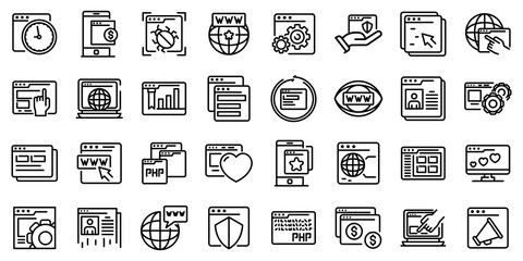 Wall Mural - browser icons set. outline set of browser vector icons for web design isolated on white background