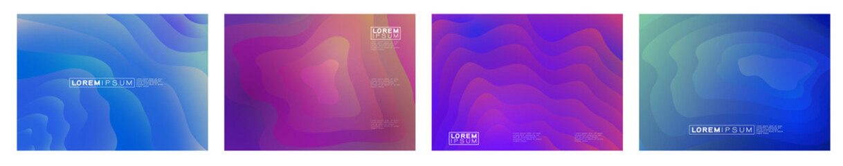 Wall Mural - set of dark colorful abstract background design. gradient shapes composition. flowing design for cor