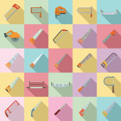 Sticker - Saw icons set. Flat set of saw vector icons for web design