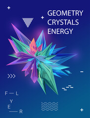 Wall Mural - Abstract geometric background with colorful faceted crystals. Flyer or poster template. Vector eps10 design