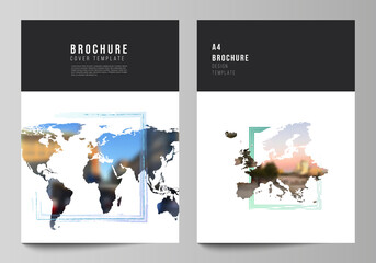 Wall Mural - vector layout of a4 cover mockups templates for brochure, flyer layout, cover design, book design, b