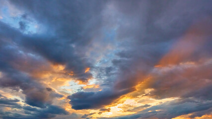 Poster - Sky with clouds of different colours at sunset