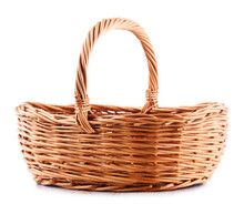 Empty Wicker Basket Isolated On White