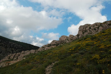 Wall Mural - clouds over the mountain