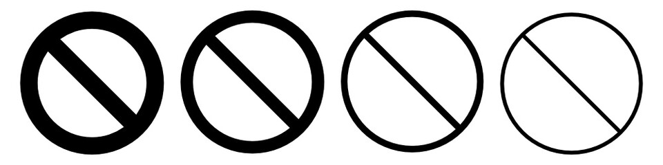 Set of black “no symbol”. Prohibition sign