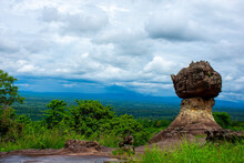 Rock Sculpture By Nature With Great View At Phu Hin Jom Thad National Park, Udonthani, Thailand.