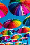 Fototapeta Tęcza - Colorful umbrellas.  rainbow umbrellas background
