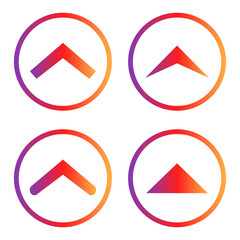 Wall Mural - swipe up vector arrow. swipe up set stories. gradiend round button.