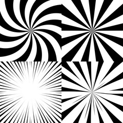 Wall Mural - set sunburst retro textured backgrounds. radial rays. vintage rays background templates. vector illu