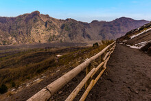A View Down The Path Leading To The Summit Towards The Foothills Of Mount Vesuvius