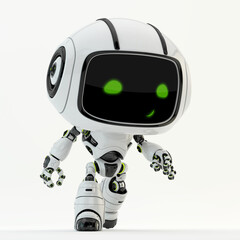 Wall Mural - Cute white robotic teen – mini unit robot toy, 3d rendering
