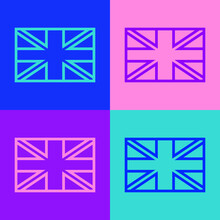 Pop Art Line Flag Of Great Britain Icon Isolated On Color Background. UK Flag Sign. Official United Kingdom Flag. British Symbol. Vector.