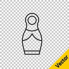 Poster - Black line Russian doll matryoshka icon isolated on transparent background. Vector.