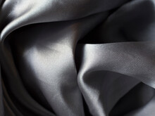 Smooth Elegant Grey Silver Silk Or Satin Texture Can Use As Background. Silver Fabric Texture Close Up