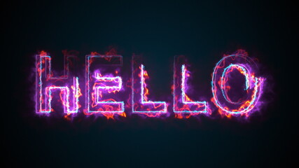 Wall Mural - The word Hello, computer generated. Burning inscription. Capital letters. 3d rendering welcome background