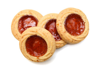 Cookies with jam closeup isolated on a white