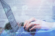© peshkova - Multi exposure of woman hands typing on computer and forex chart hologram drawing. Stock market analysis concept.