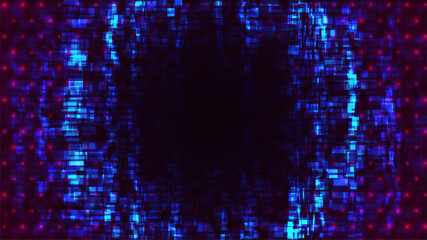 Wall Mural - cyberpunk glitch background. digital distortion pattern. vertical neon glitch. circle shape. display