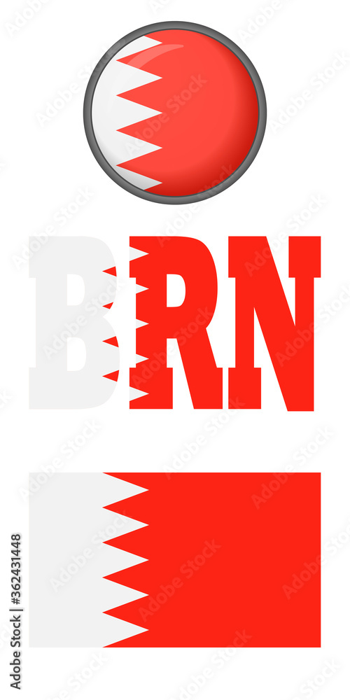 Icons of the flag of Bahrain on a white background. Vector image: flag ...