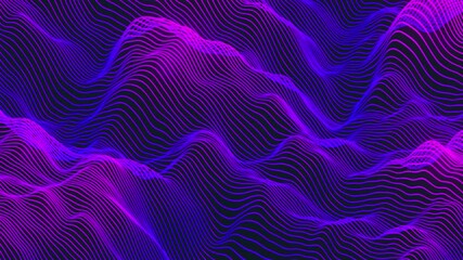 Wall Mural - abstract wavy striped neon background. ultraviolet neon curved wavy lines flow in space. calm moveme