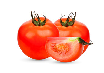 Wall Mural - Ripe tomatoes on white background