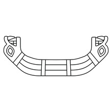 Symmetrical Animal Decor With Double Headed Snake. Ancient Peruvian Wari Motif. Black And White Linear Silhouette.