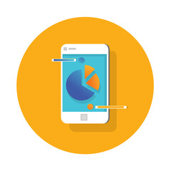 Wall Mural - mobile graph flat icon vector design.