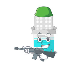 Sticker - A charming army medical medicine bottle cartoon picture style having a machine gun