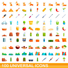 Naklejka na meble 100 universal icons set. Cartoon illustration of 100 universal icons vector set isolated on white background